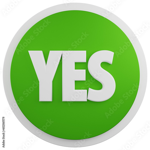 yes green button 3d illustration