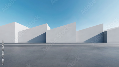 3d render of abstract modern architecture with empty concrete floor  car presentation background.
