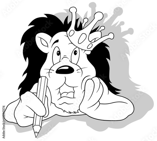 Drawing of a Lion King with...
