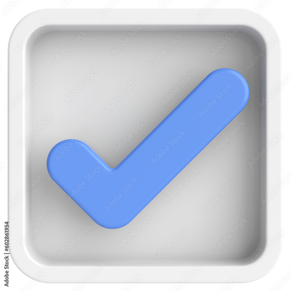 3D checkbox. Check mark. 3D illustration. 3D checkbox. Check mark. 3D illustration.