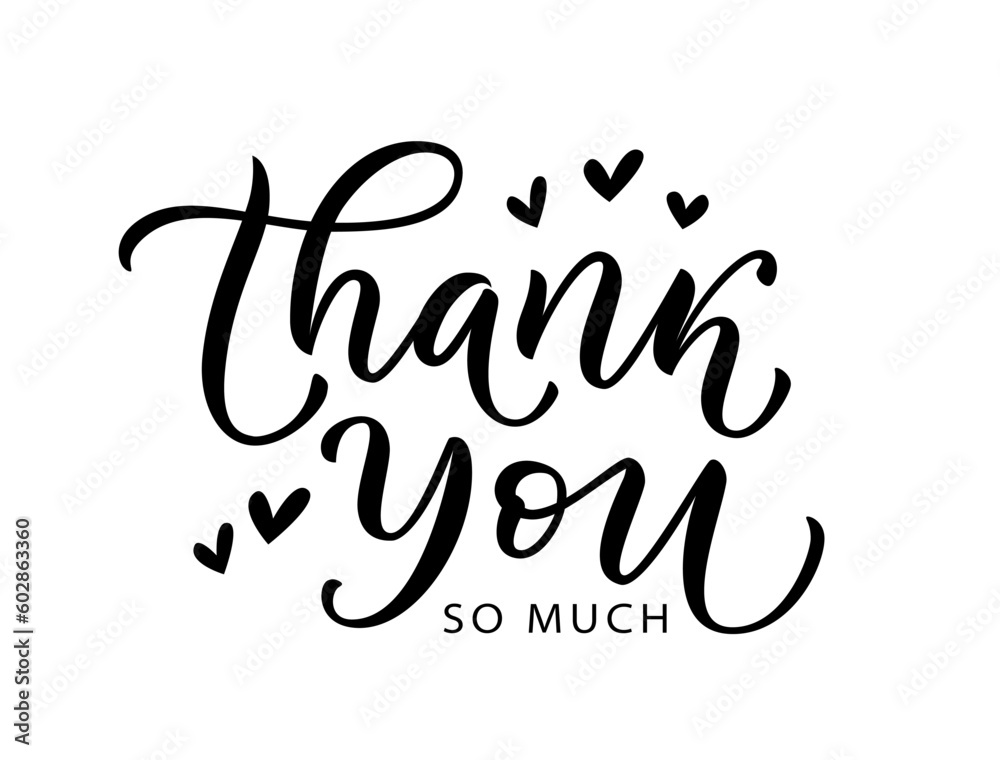 THANK YOU SO MUCH card. Vector text. Give thanks. Graphic design print ...