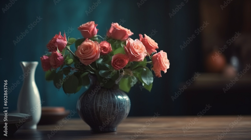 Fototapeta premium Celebration flowers mock up flatlay for Mother's Day, birthday, present, Valentine's Day, New Year