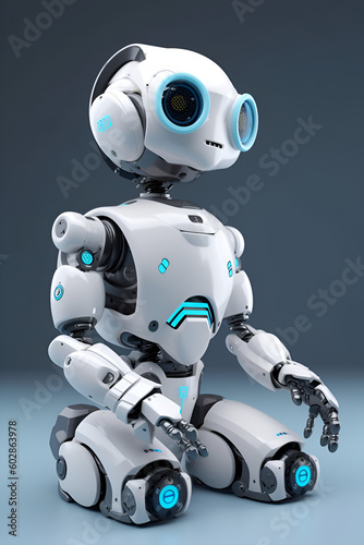 A white robot. AI generative image. AI generative