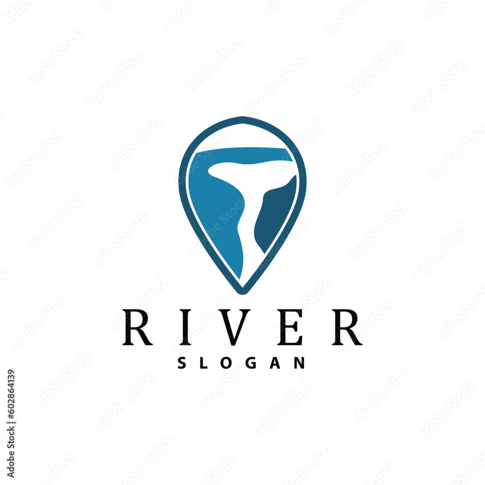 River Logo Design, River Creek Vector, Riverside Illustration With A Combination Of Mountains And Nature, Product Brand River Logo Design, River Creek Vector, Riverside Illustration With A Combination Of Mountains And Nature, Product Brand