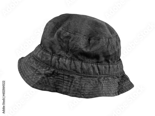 Black bucket hat isolated PNG transparent