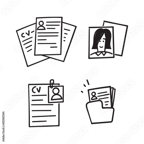 hand drawn cv resume document related illustration