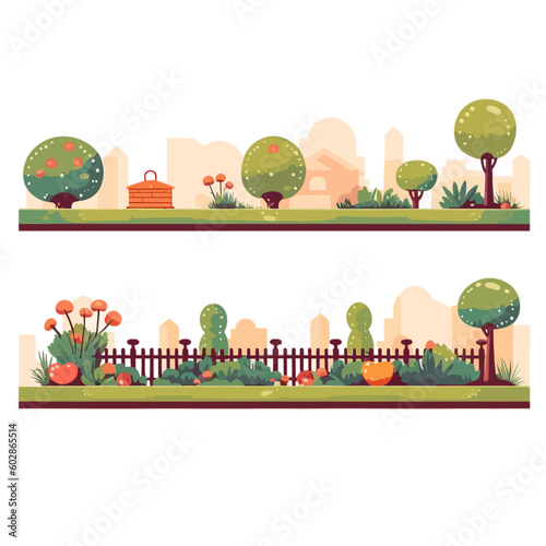 illustration landscape with trees and city style 1