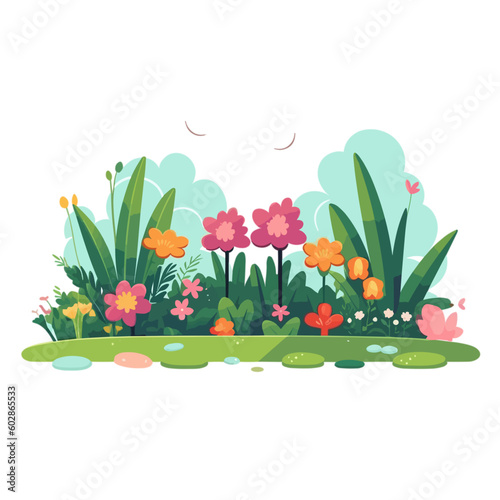 flowers and grass garden style 2