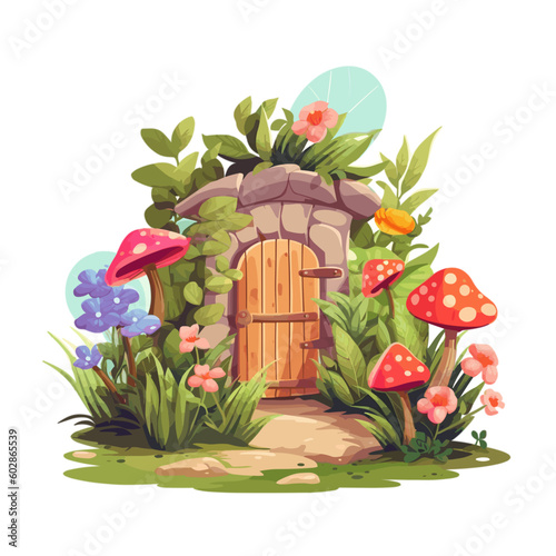 colourful illustration of a house in the forest style 2