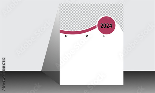  Wall calendar 2024.Monthly calendar template for 2024. photo