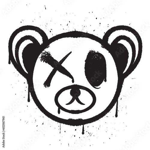 Vector graffiti spray paint teddy bear isolated vector illustration