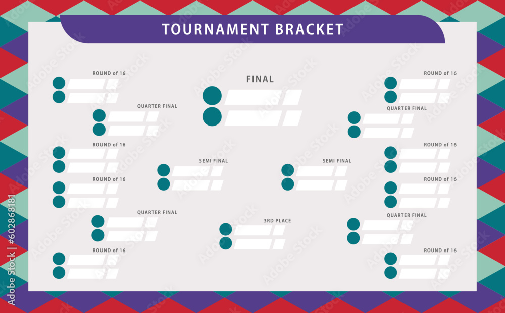 Vector tournament bracket with colorful rhombus pattern background ...