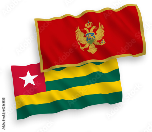 Flags of Togolese Republic and Montenegro on a white background