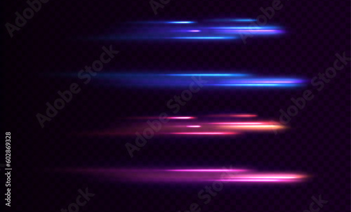 Light Trails On Road At Night. 3d render, abstract futuristic neon background with glowing ascending lines. Fantastic wallpaper	