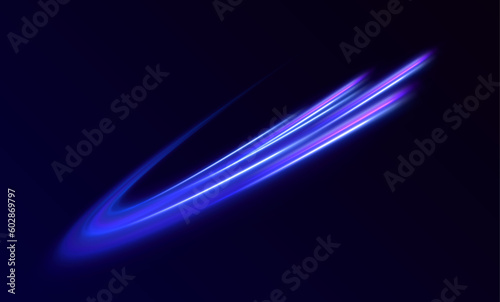 Beautiful glow light flare and spark. Red blue special effect, speed police line. Magic of moving fast lines. Laser beams, horizontal light rays. Particle motion effect. Vector	