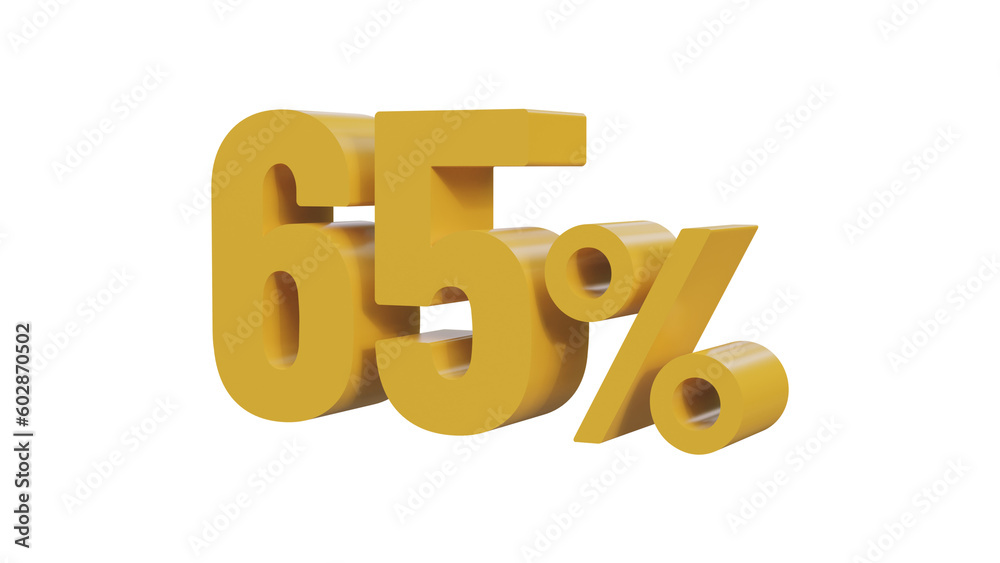 Yellow sixty five percent isolated 3d render Yellow sixty five percent isolated 3d render