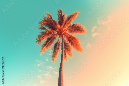 Palm tree on sky. Retro colors © GenieStock