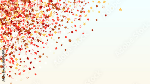 Realistic Background with Confetti of Stars Glitter Particles. Sparkle Lights Texture. Celebration pattern. Light Spots. Explosion of Confetti. Glitter Vector Illustration. Design for Poster.