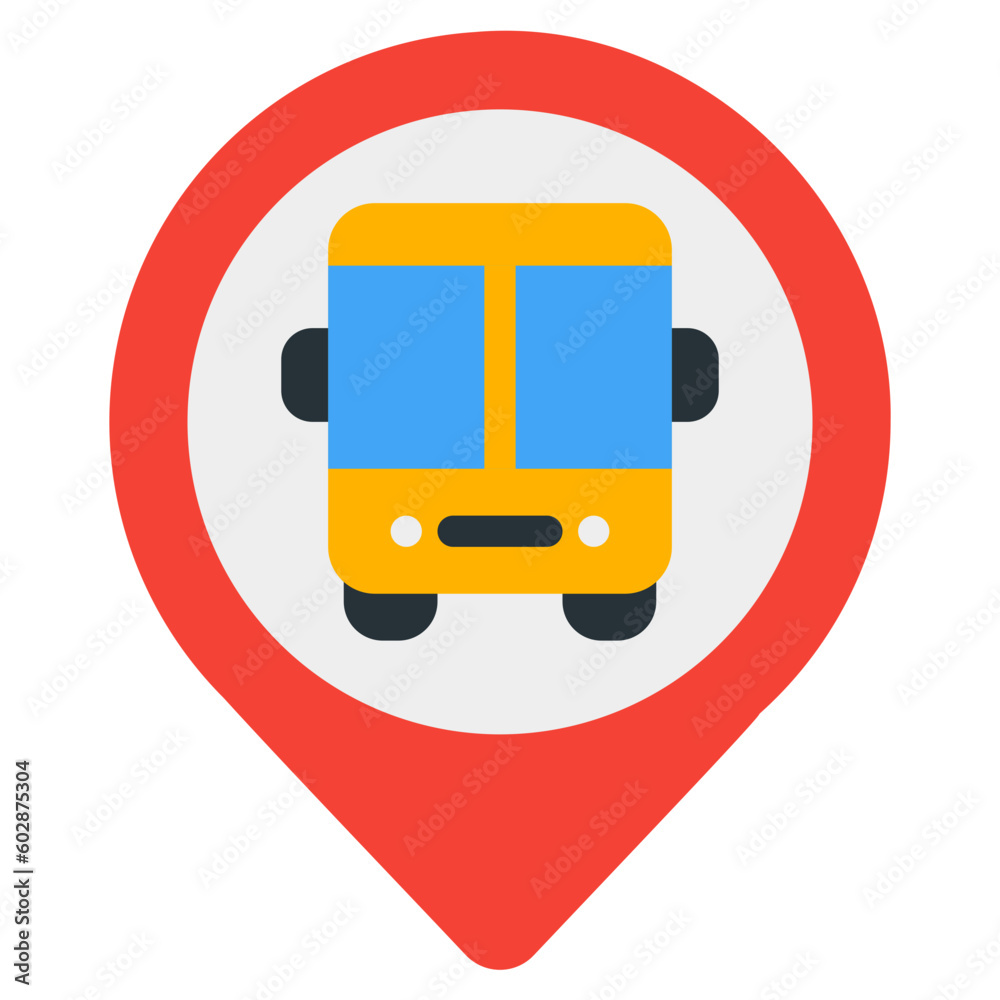 Bus station location icon in flat style, use for website mobile app presentation Bus station location icon in flat style, use for website mobile app presentation