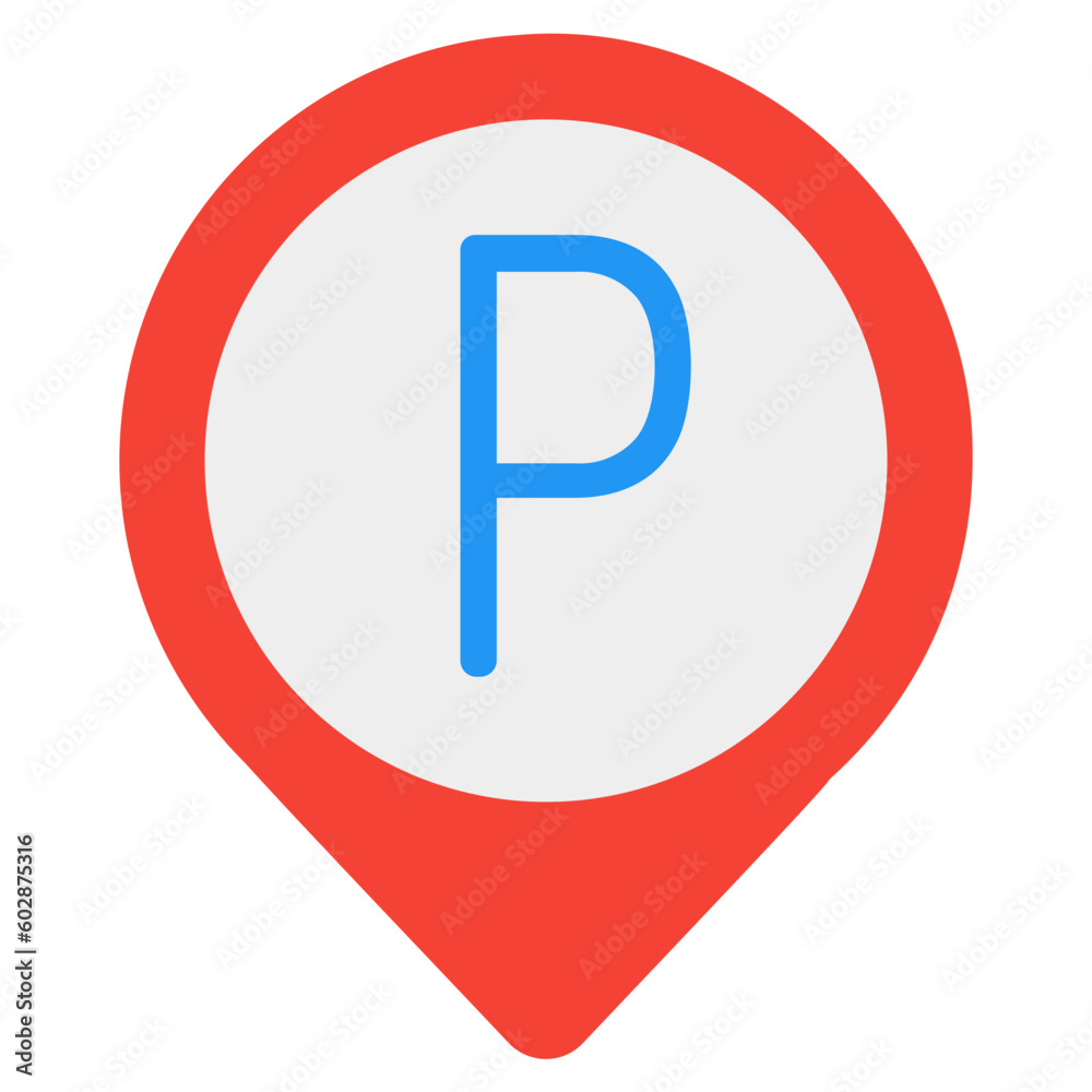 Parking location icon in flat style, use for website mobile app presentation