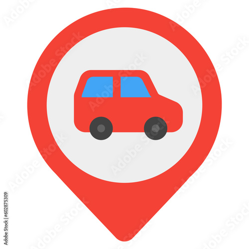 Car location icon in flat style, use for website mobile app presentation