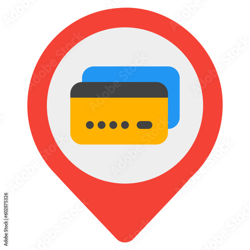 Credit card location icon in flat style, use for website mobile app presentation