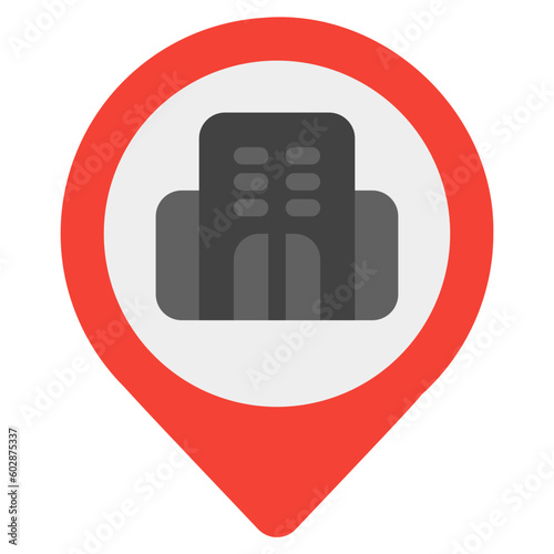 Hotel location icon in flat style, use for website mobile app presentation