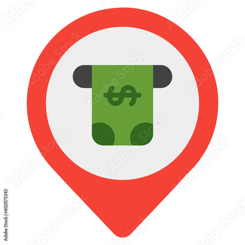 ATM location icon in flat style, use for website mobile app presentation