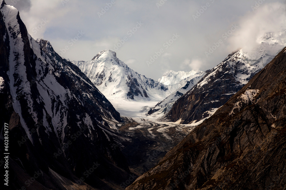 glaciers and snow mountain sin Karakorum range in northern areas of ...