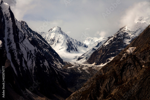 glaciers and snow mountain sin Karakorum range in northern areas of gilgit baltistan   Pakistan 