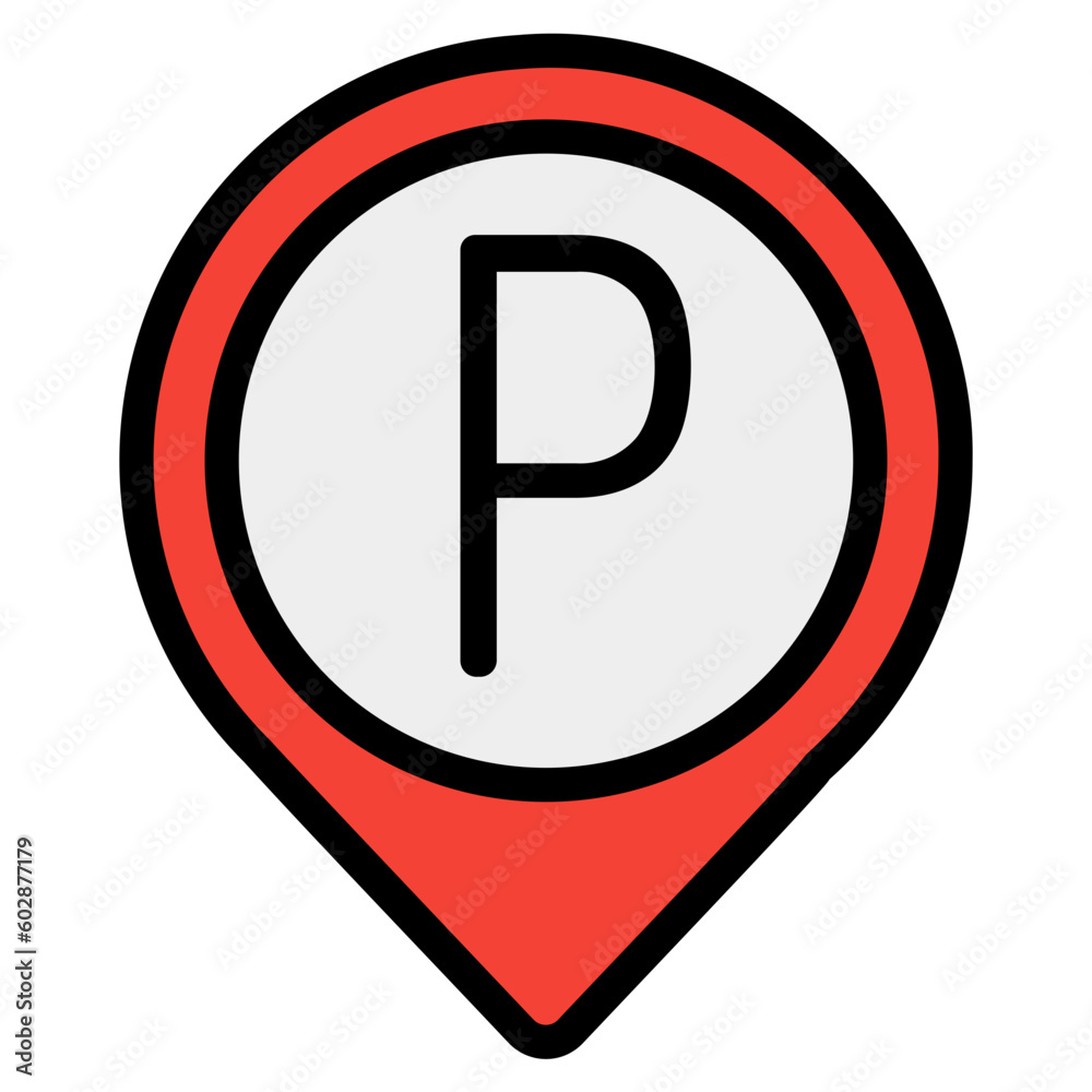 Parking location icon in filled line style, use for website mobile app presentation Parking location icon in filled line style, use for website mobile app presentation