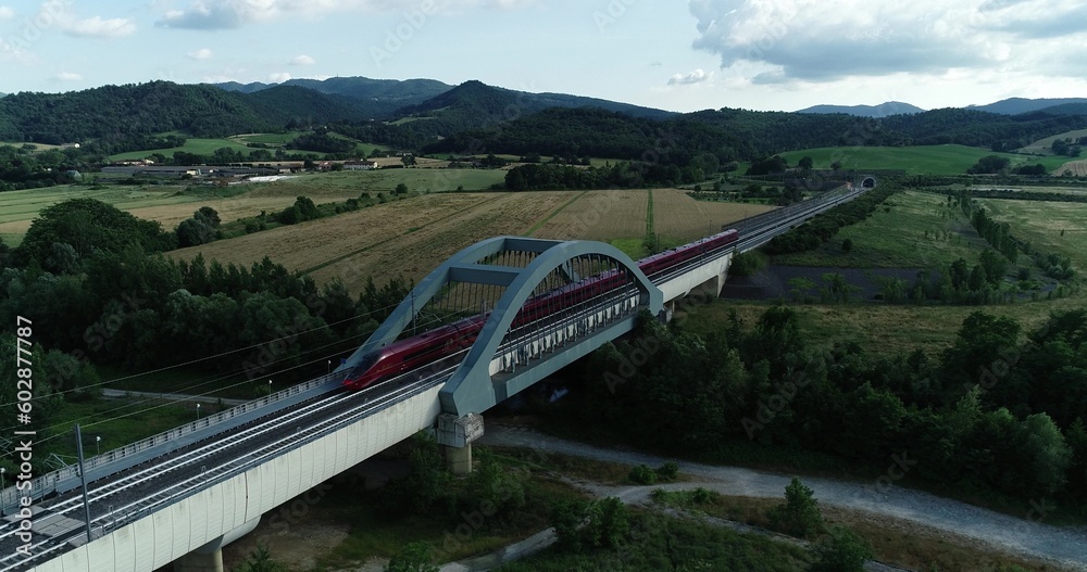 Fast trains on the tracks, connect beautiful Italian cities, tradition