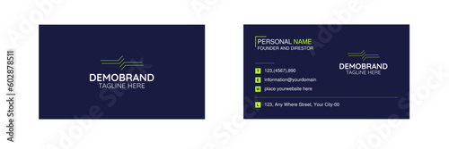 Professional visiting card design. Simple and elegant corporate business card. Modern calling card layout for company or office use.