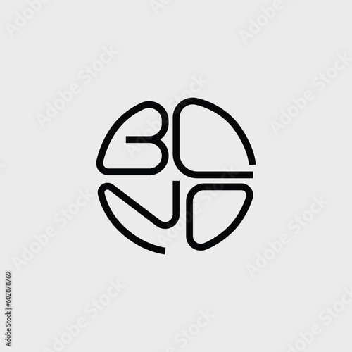 Circle logo with letters B, C, N, and D. Letters logo made from lines.