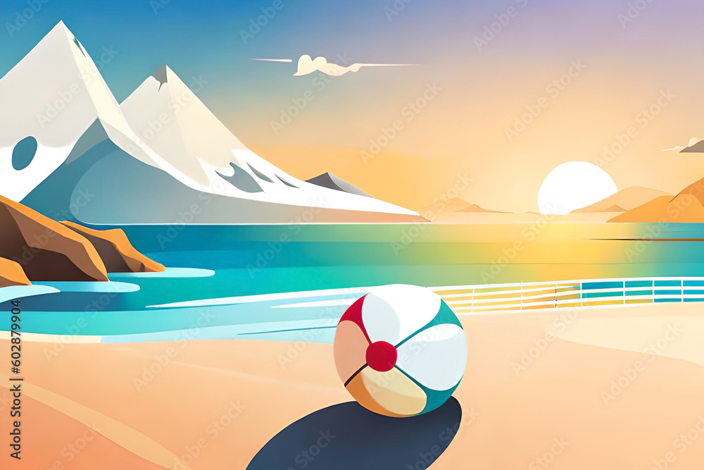 summer beach background with ball