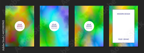 Set of luxurious colorful watercolor backgrounds, unique grunge marble texture with stains. Collection of gradient vertical templates for cover template, brochure, poster, booklet, presentation.