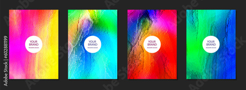 Set of luxury colorful watercolor backgrounds, artistic grunge marble texture with stains. Collection of gradient vertical templates for cover template, brochure, poster, booklet, presentation.