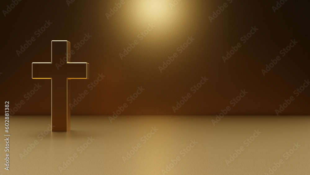 Obraz premium 3d gold Christian cross backgound