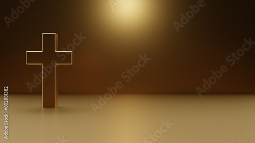 3d gold Christian cross backgound