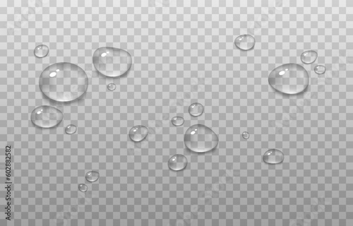 Vector drops of water. Drops png. Drops on the surface, on the glass png. Drops after rain. Condensation on the surface, on the glass.
