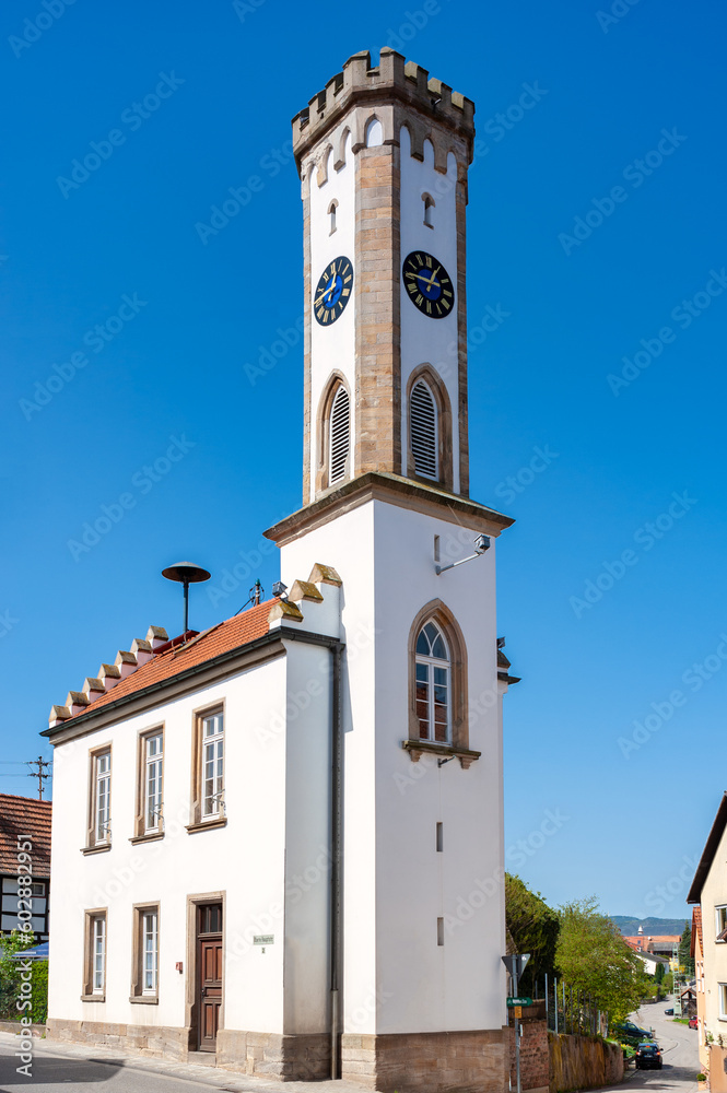 Das Türmel, Rathaus und Wahrzeichen von Oberhausen. Region Pfalz im Bundesland Rheinland-Pfalz in Deutschland