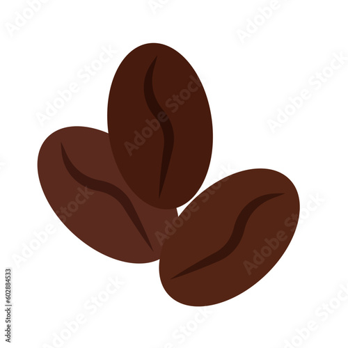 Three coffee beans. Drink ingredient in flat style