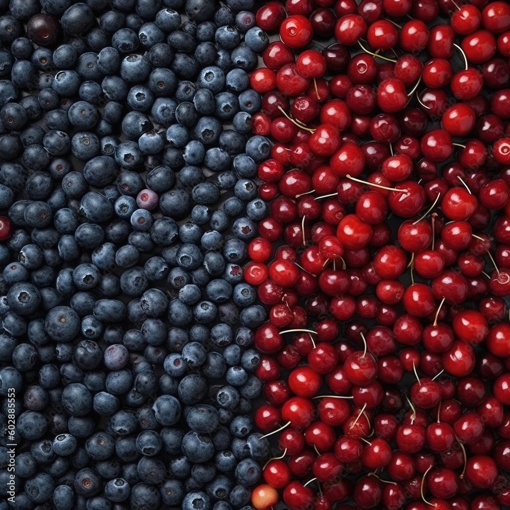 Blueberries and currants product photo healthy, healthy food Generative AI Blueberries and currants product photo healthy, healthy food Generative AI