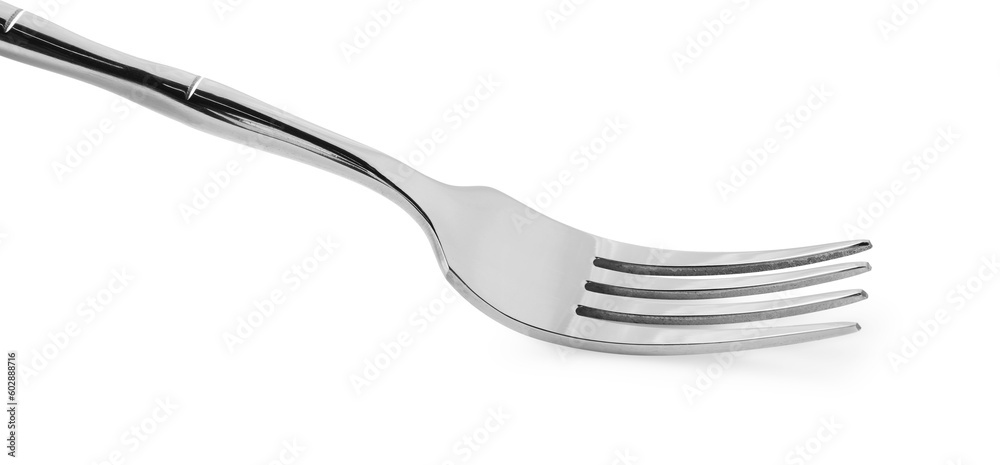 One new metal fork isolated on white One new metal fork isolated on white