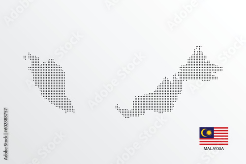 Set of political maps of Malaysia with regions isolated and flag on white background
