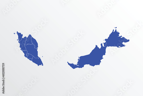 Malaysia map vector illustration. blue color on white background