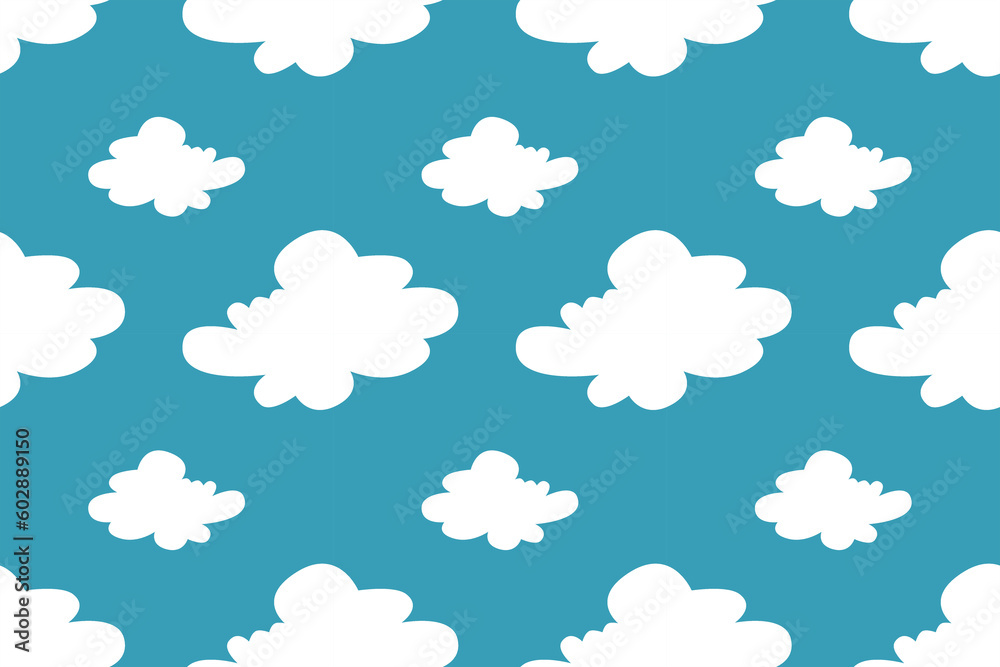 Seamless pattern of blue summer sky with white fluffy clouds. Pattern for background, design, wallpaper or cover case mobile phone. Seamless pattern of blue summer sky with white fluffy clouds. Pattern for background, design, wallpaper or cover case mobile phone.