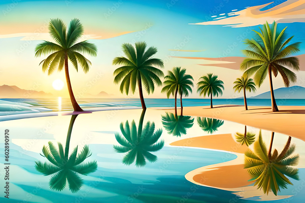 summer banner with elements such as palm trees summer banner with elements such as palm trees