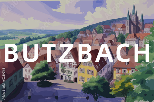 Butzbach: Beautiful painting of an German town with the name Butzbach in Hessen photo