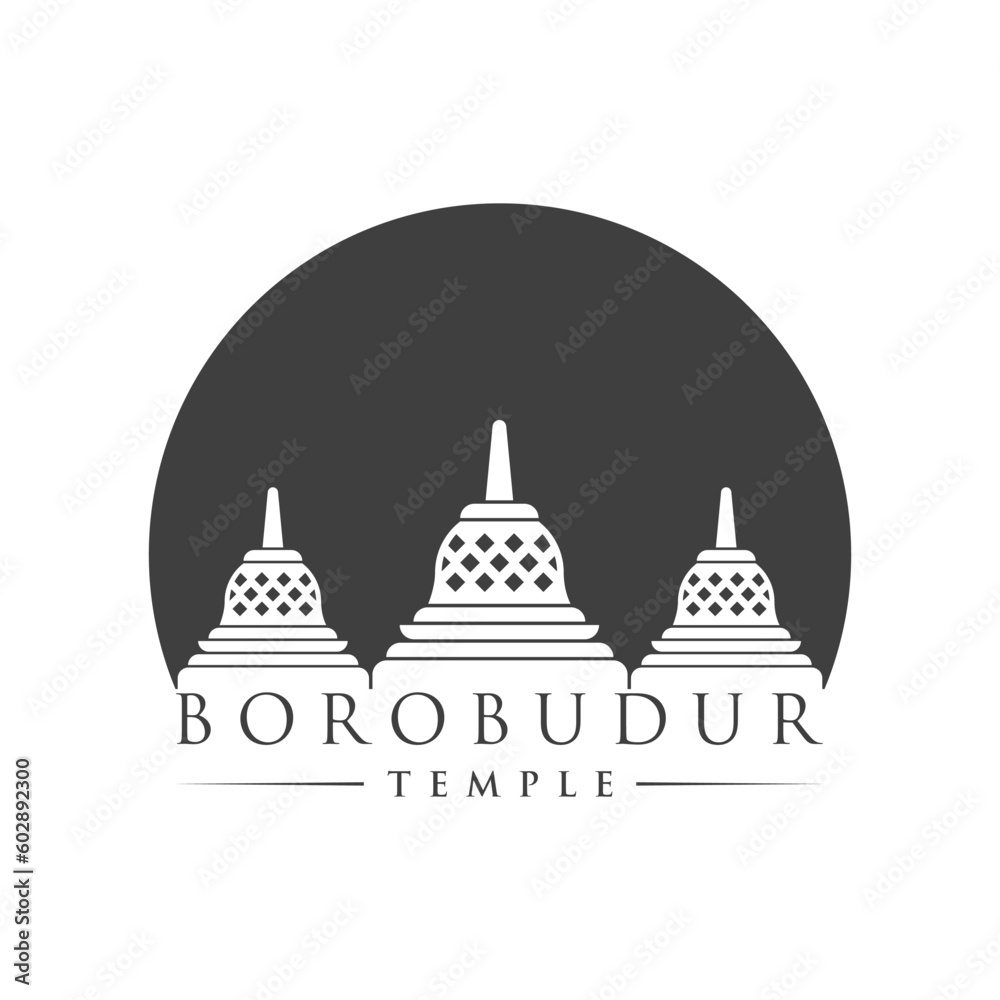 borobudur temple logo design vector illustration isolated on white background.